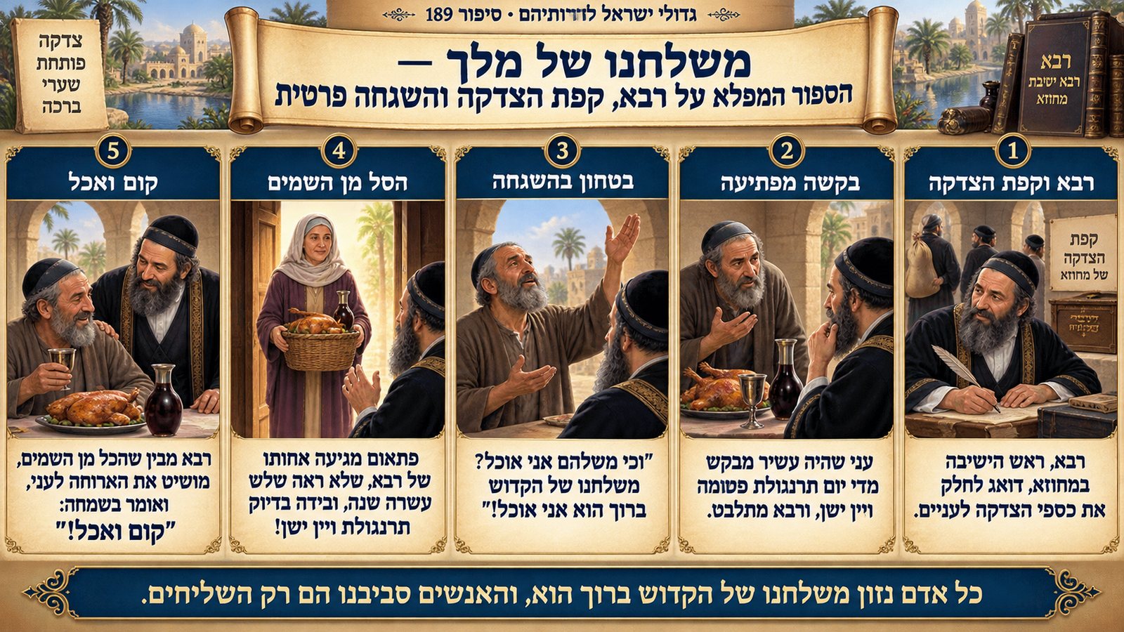 תמונת סיכום — רבא: משלחנו של מלך — הספור המפלא על רבא, קפת הצדקה והשגחה פרטית